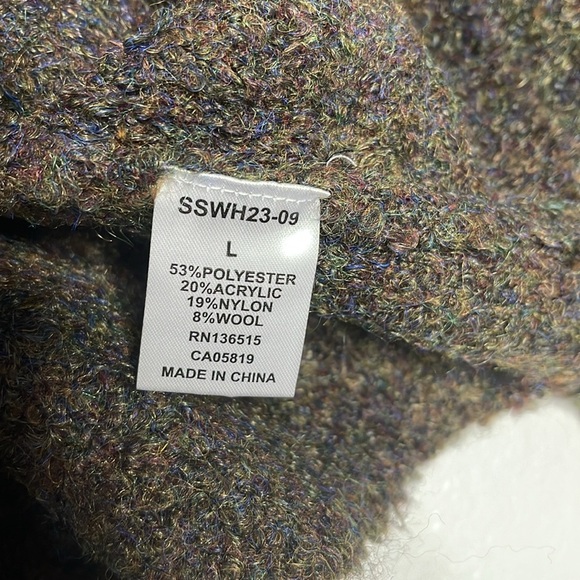 Revolve Stitches & Stripes Green Brown Cowl Neck Sweater Chunky Knit Large New - Picture 4 of 5